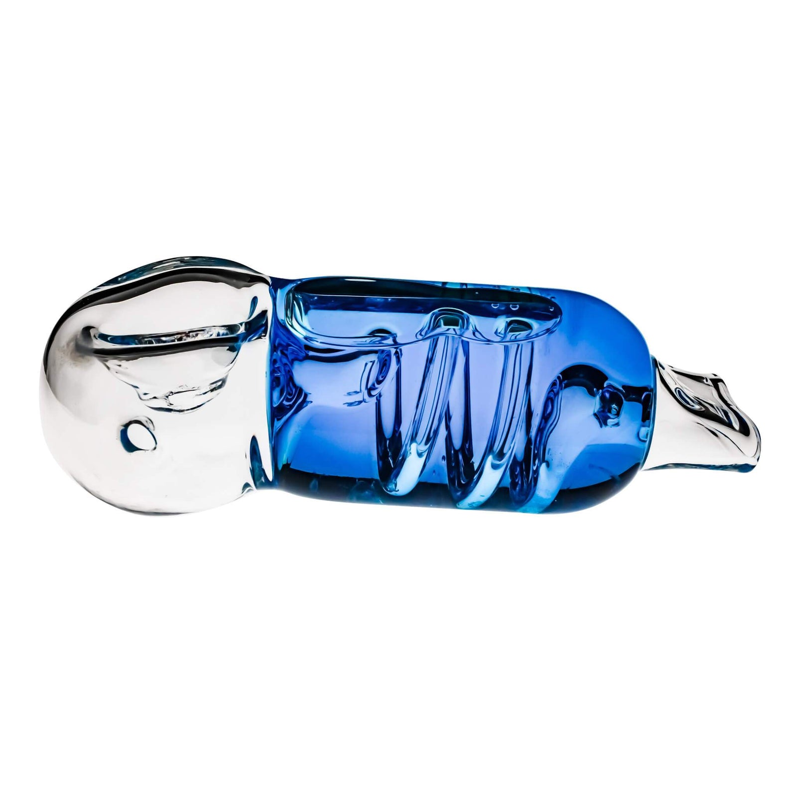 Glycerin Coil Flower Pipe | Blue Top Down View | the dabbing specialists