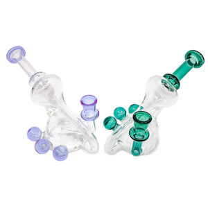 Horn Pipe Layback Recycler Rig | Green & Purple Intersecting Top Down View | the dabbing specialists