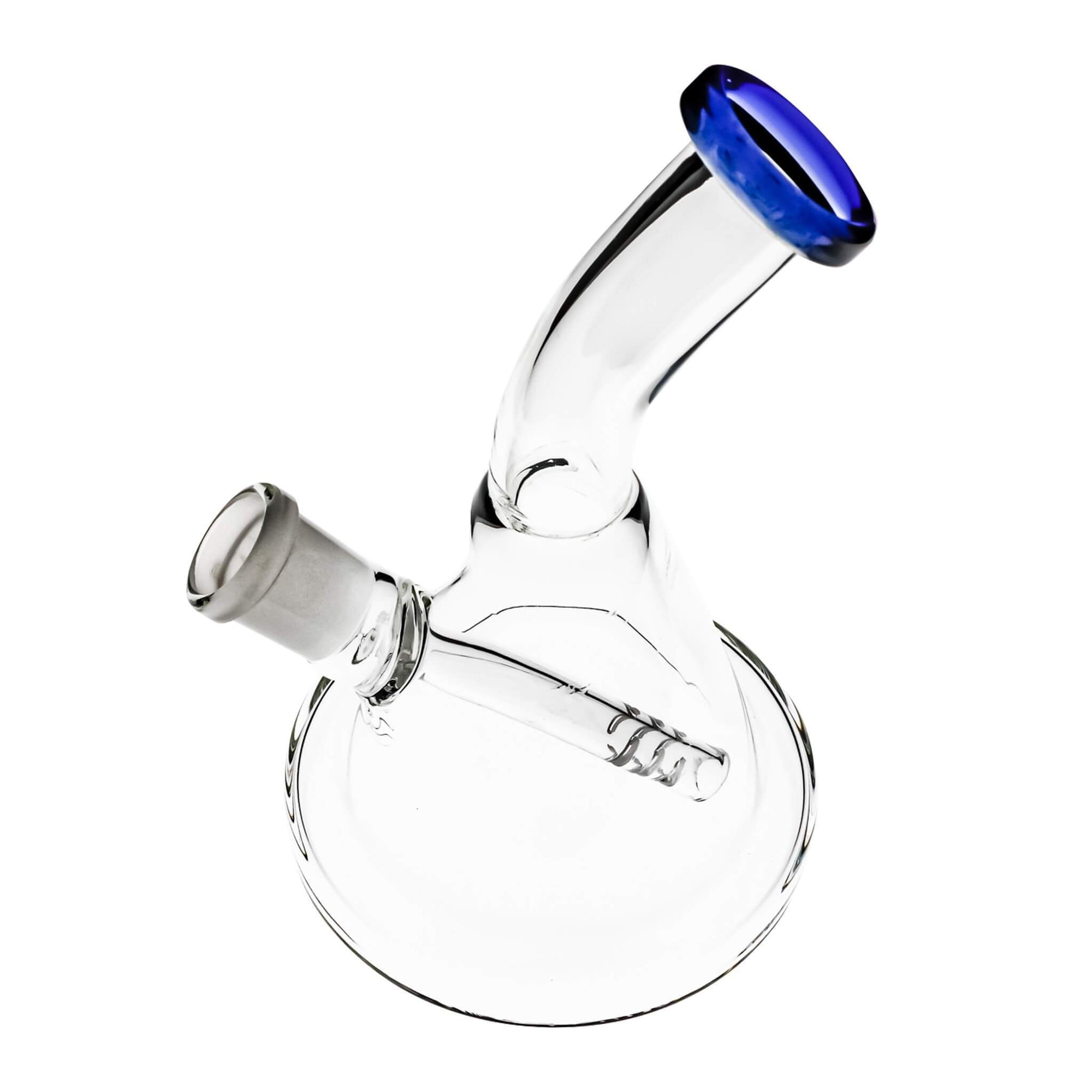Mini Bent Neck Beaker Bong | Blue Angled View | the dabbing specialists