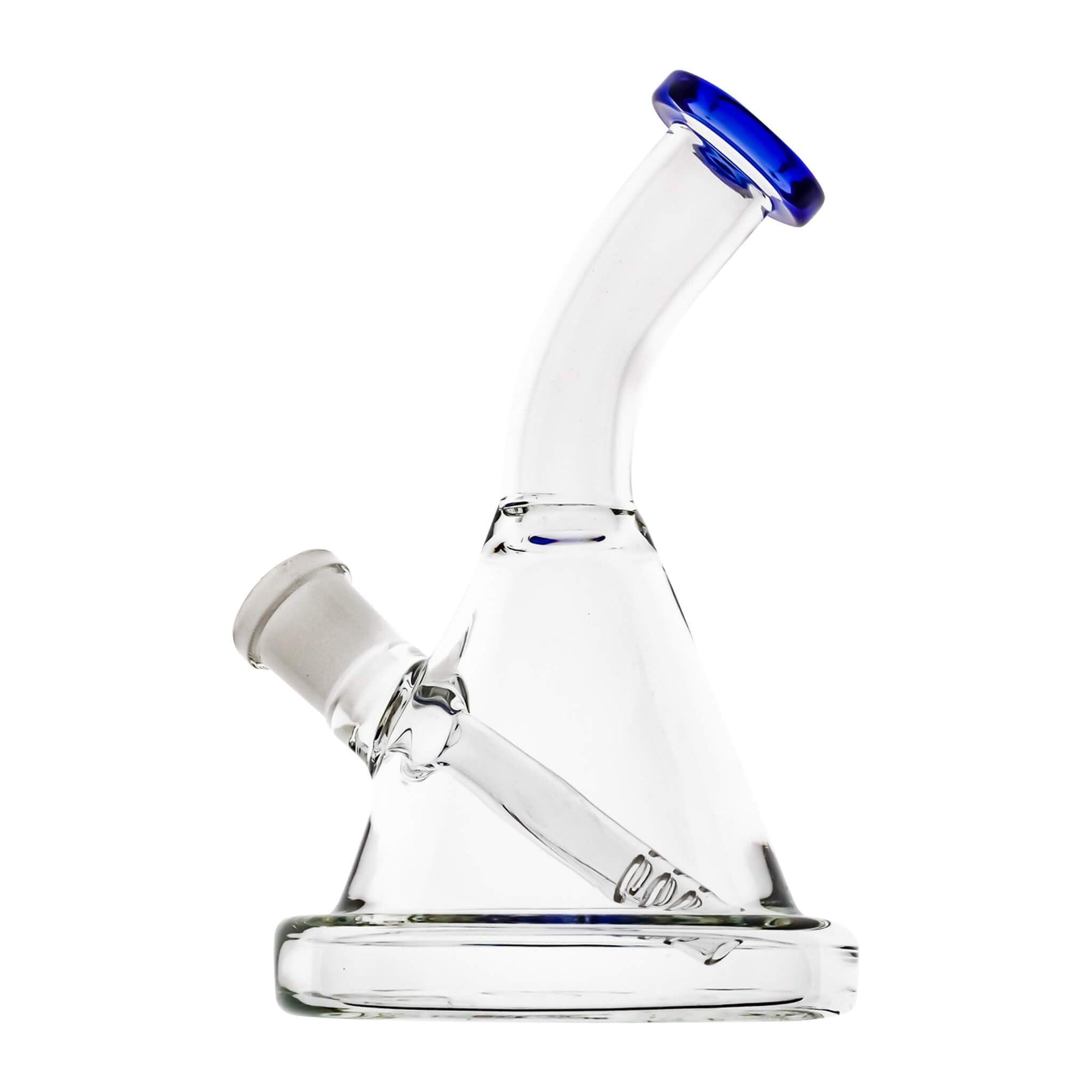 Mini Bent Neck Beaker Bong | Blue Profile View | the dabbing specialists