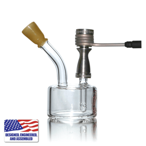 Mini Hockey Puck Pipe with Butterscotch Tip | In Use Side View | the dabbing specialists