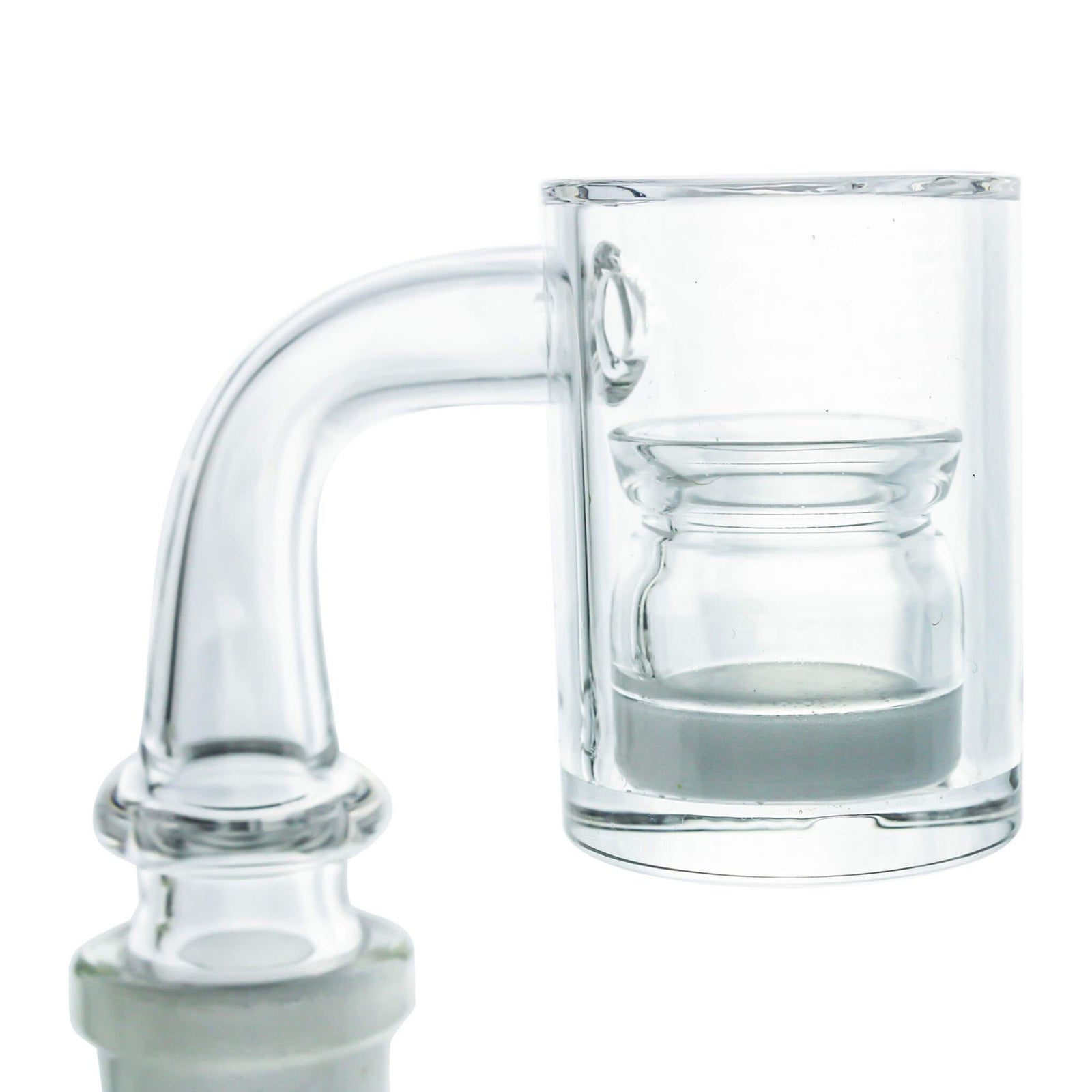 Opaque Bottom Quartz Insert Cup | V-Neck Close Up View | the dabbing specialists