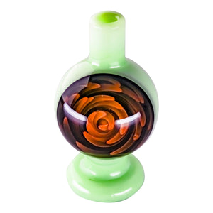 Origin Spiral Inlay Bubble Cap | Light Green Upright View | the dabbing specialists