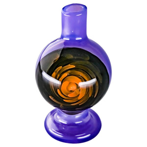 Origin Spiral Inlay Bubble Cap | Purple Upright View | the dabbing specialists