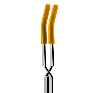 Reverse Tweezers | Silicone Tipped | Yellow Angled Close Up View | the dabbing specialists