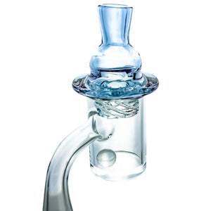 Seamless Quartz Banger Kit | Kit In Use Purple Carb Cap Alternate View | the dabbing specialists
