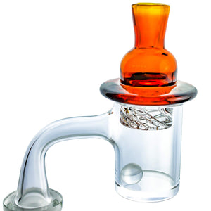 Seamless Quartz Banger Kit | Kit In Use Amber Carb Cap Alternate View | the dabbing specialists