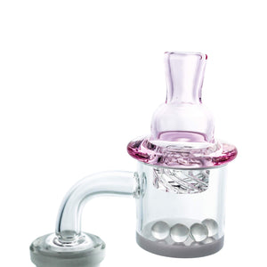 Terp Pearls, Mega Cyclone Spinner Carb Cap, and 30mm Quartz Banger Combo Pack | Pink Cap View | TDS