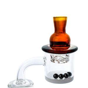 Terp Pearls, Mega Cyclone Spinner Carb Cap, and 30mm Quartz Banger Combo Pack | Amber Cap View | TDS