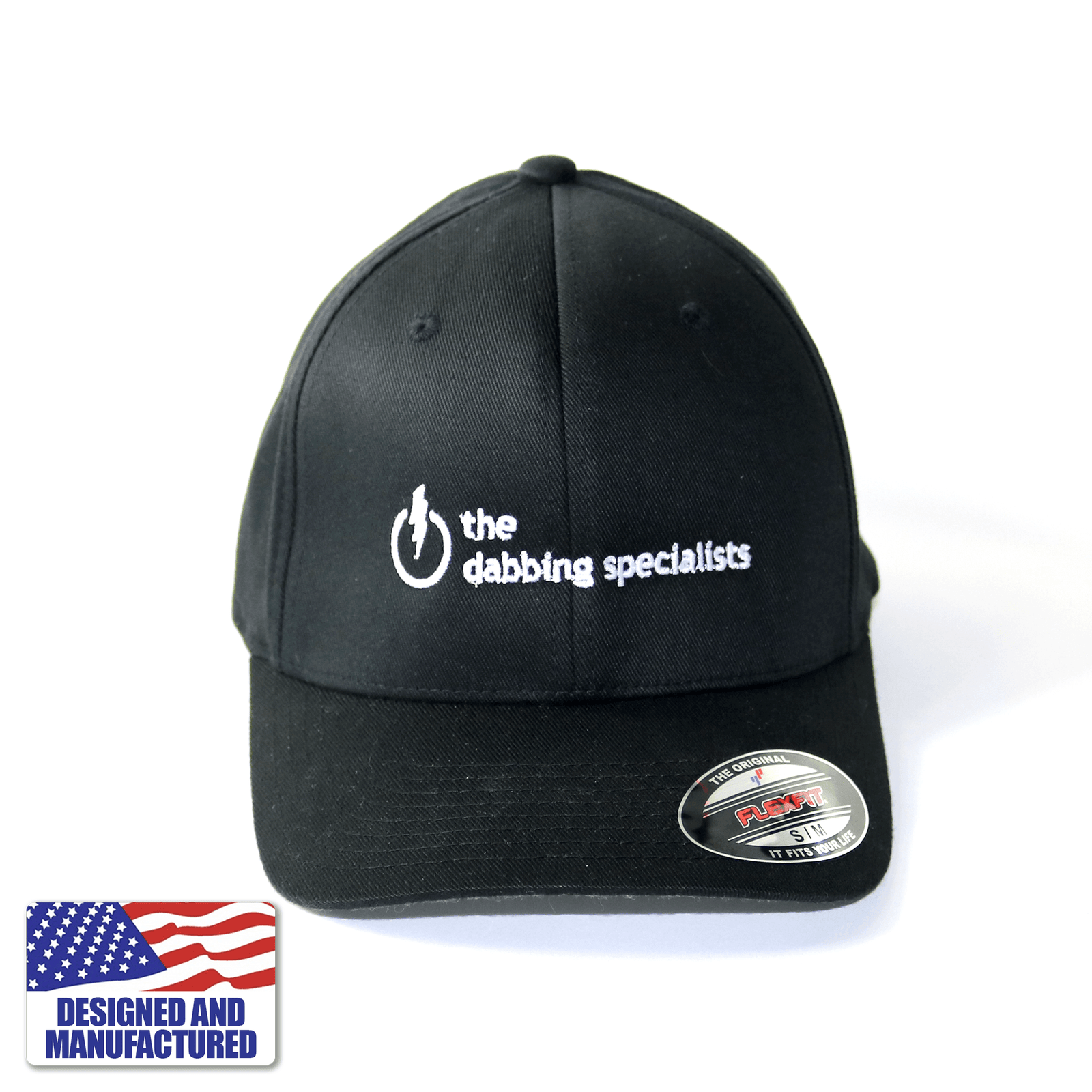 The Dabbing Specialists Bolt Logo FlexFit Hat | Front View | the dabbing specialists