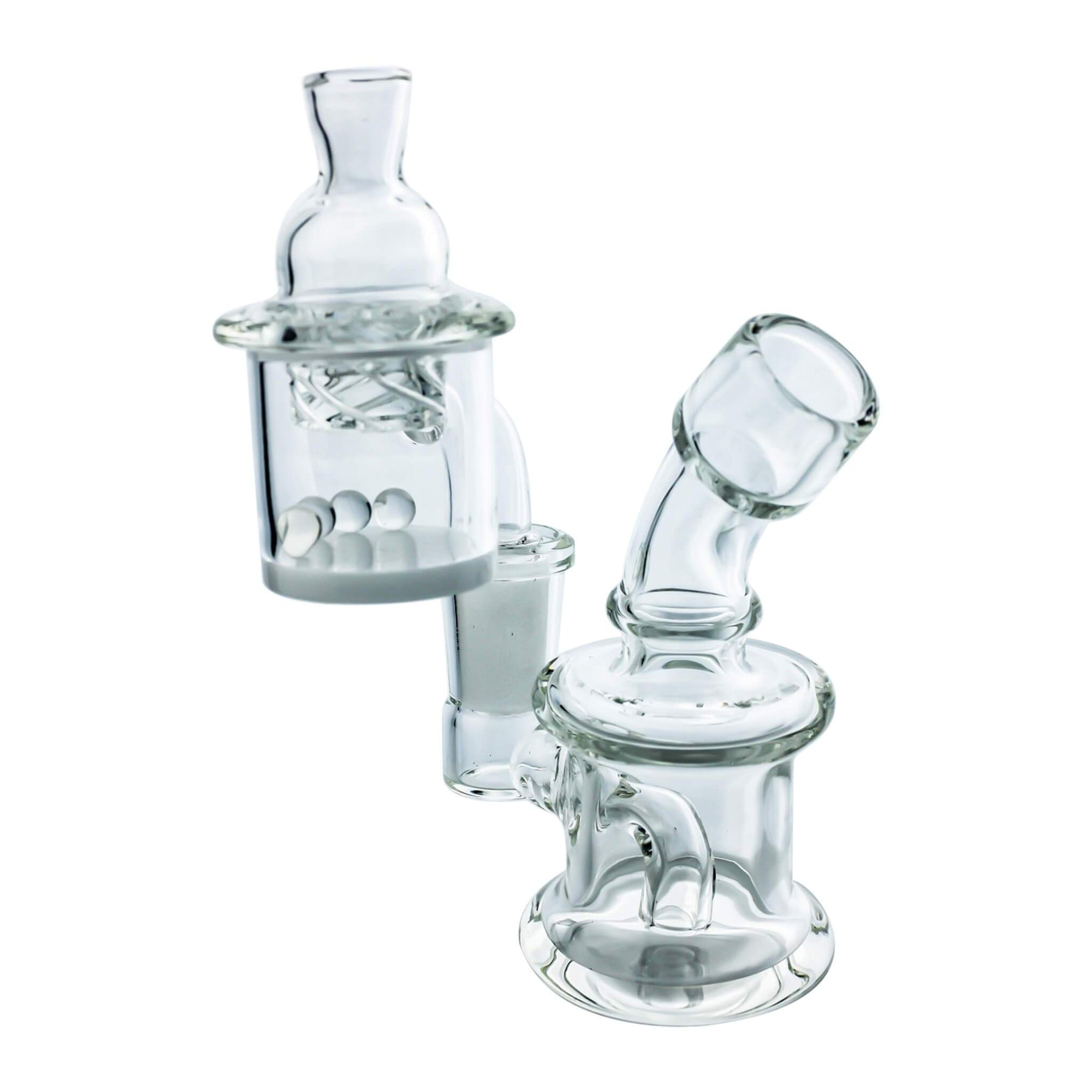 Tiny Hand Dab Rig Complete Kit #6 | Clear Carb Cap Quartz Pearls View | the dabbing specialists