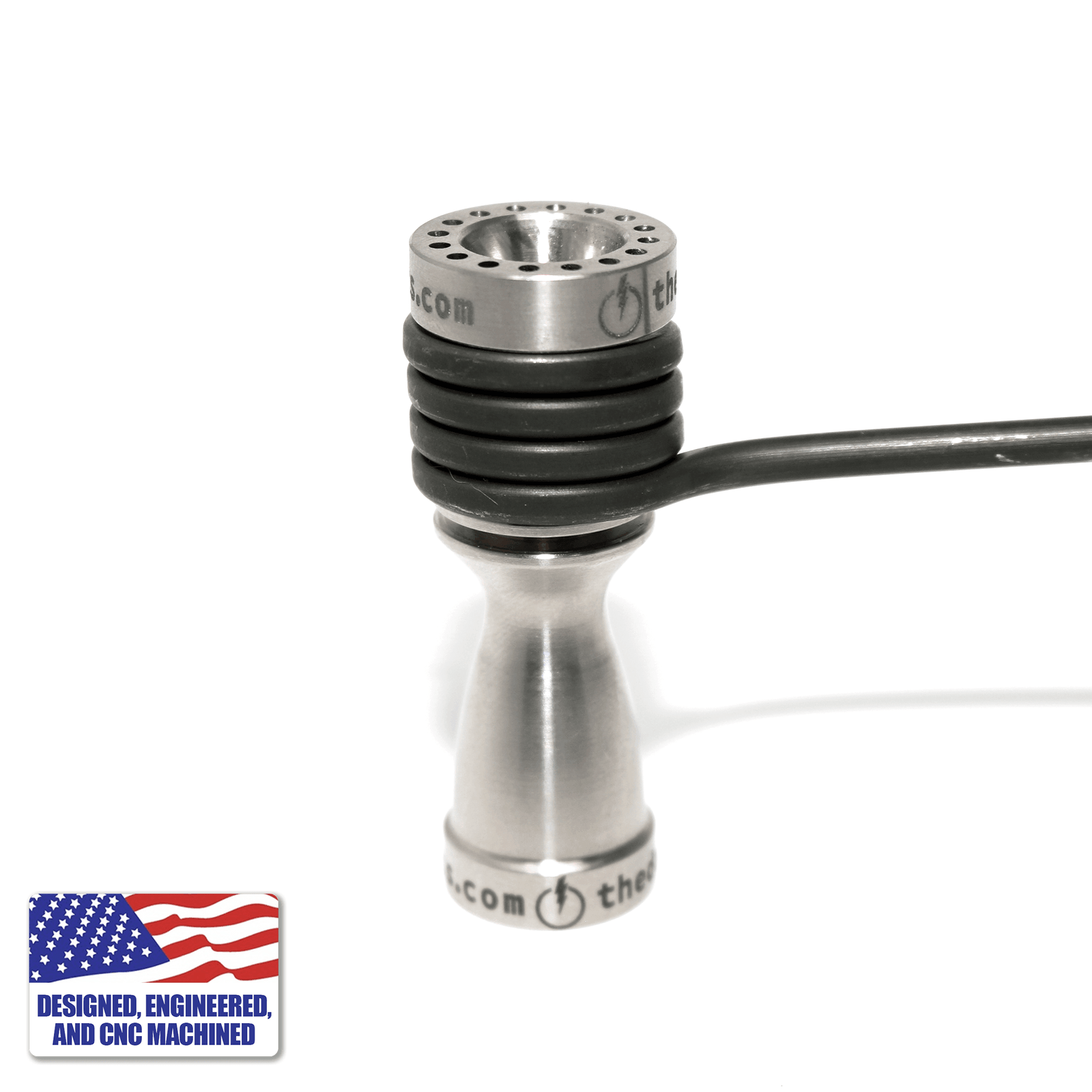 Titanium Dab Kit with 16-Hole Nail | 16mm Coil | 14mm/10mm Female | In Use Profile View | TDS