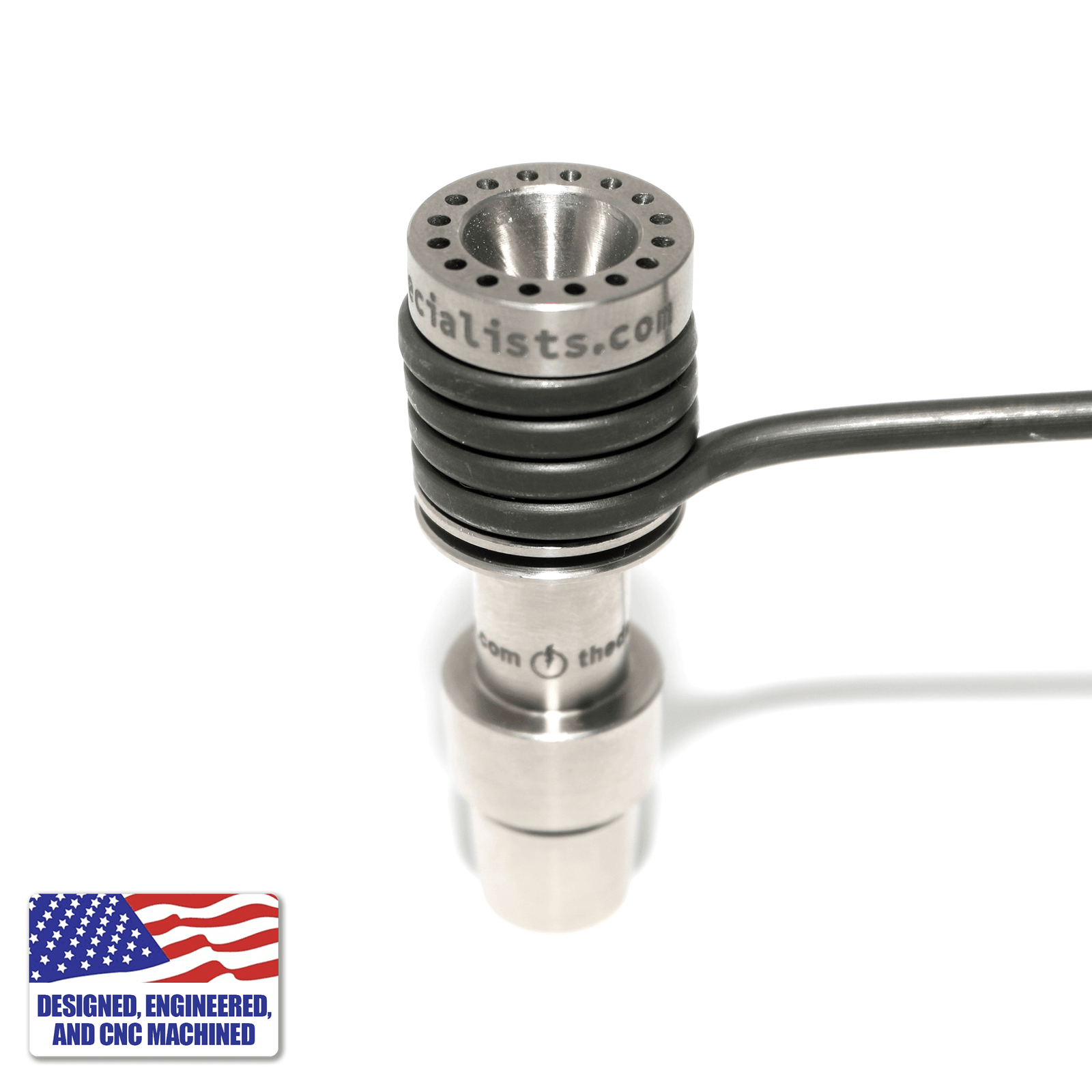 Titanium Dab Kit with 16-Hole Nail | 16mm Coil | 18mm/14mm Male | In Use Angled View | TDS